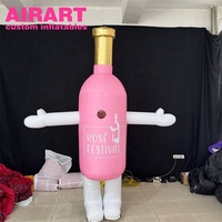 Costume de bouteille rose gonflable de mascotte de décoration de défilé de 2m, costume gonflable de forme de bouteille de vin