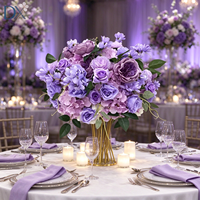 Boule de fleurs artificielle en soie lavande violette, rose et hortensia, 30 cm, centre de table de mariage, décoration de fête