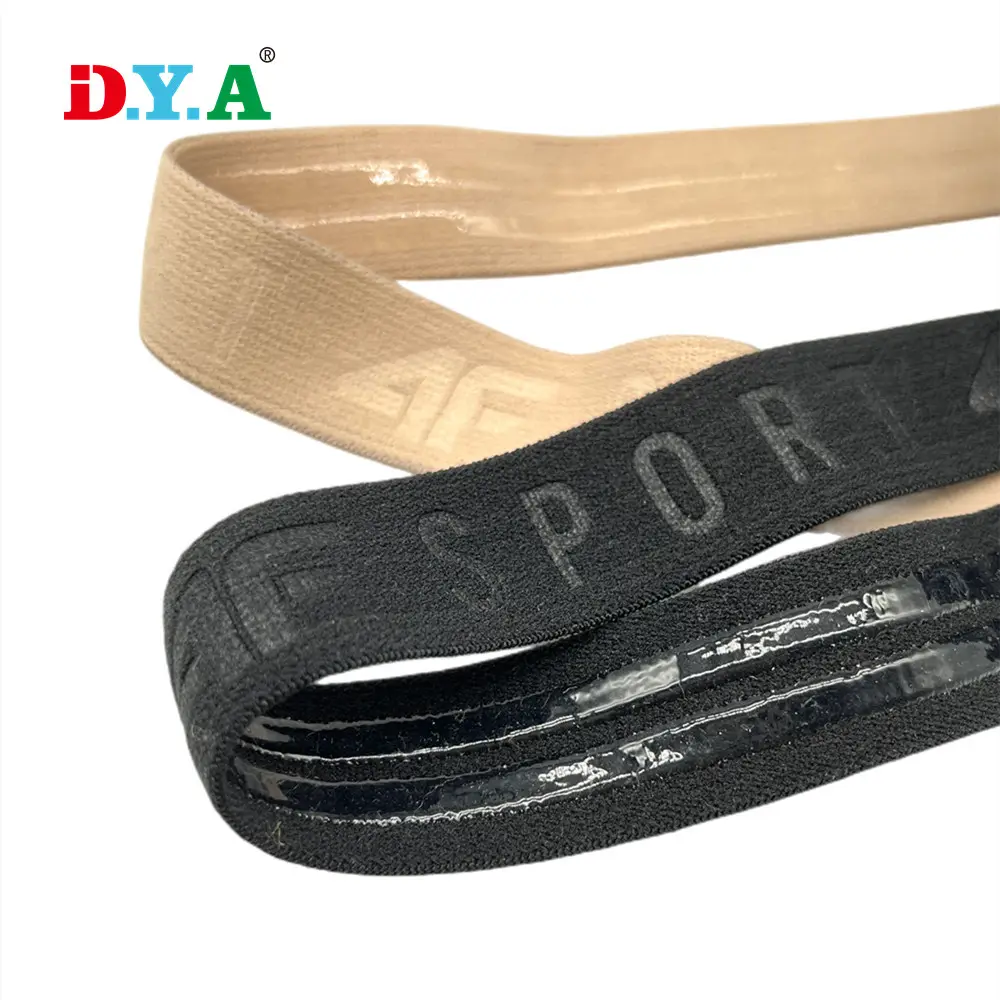 Custom non slip silicone gripped soft nylon embossed logo printed elastic band for sports headband cycling