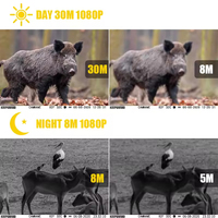 Caméra de chasse et de surveillance de la faune, 30MP, CMOS, vision nocturne infrarouge, double objectif, étanche, alimentation solaire