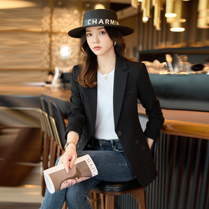 Women's Blazer White Solid Color Worsted Anti-Wrinkle Casual Commuter Style - Product Image 2