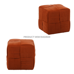 Repose-pieds ottoman carré en velours côtelé tissé, tabouret de canapé marron - Product Image 4