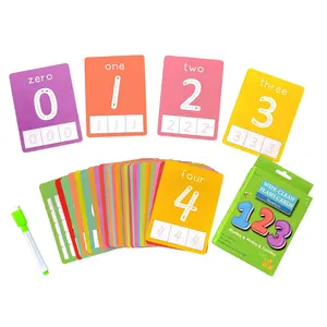 儿童认知闪存卡数学字母益智卡可重写学习卡带笔
