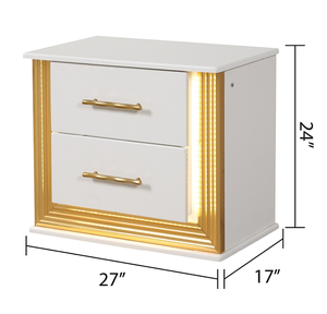 Contemporary Style 5PC Queen Bedroom Set with Adjustable <b>Convertible</b> <b>Bed</b> Wood & Gold Finish - Product Image 2