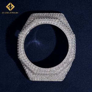 New Trendy Hip Hop Jewelry 925 <b>Sterling</b> <b>Silver</b> Fully Iced Out Moissanite <b>Watch</b> Bezel Moissanite <b>Watch</b> Cases - Product Image 1