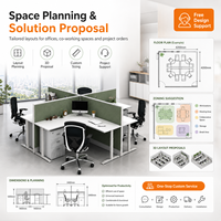 Poste de travail modulaire personnalisé pour 4 personnes avec cloison d'intimité, bureau en forme de L, solution de mobilier de bureau commercial tout-en-un