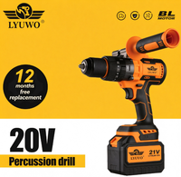 Perceuse à percussion sans fil au lithium multifonction LYUWO, tournevis électrique, ensemble d'outils électriques, pour réparation domestique