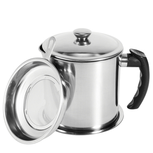 ภาชนะกรองน้ำมันสแตนเลสทรงสี่เหลี่ยมเกรดอาหาร พร้อมฝาปิดและพวยกันน้ำหยด สำหรับกรองและเก็บไขมันเบคอน - Product Image 1