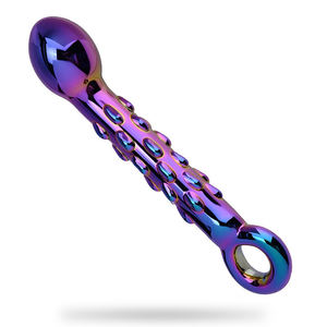 Regenbogen Galaxie Glas Kristall Dildo Prostata Pull Plug G-Punkt Zauberstab <span class=keywords><strong>Anus</strong></span> Trainer Langes Glas Anal Butt Plug Für Frauen Männer Anfänger - Product Image 2