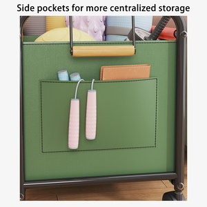 Rolling Rectangle <b>Metal</b> Toy Storage Rack on Wheels Large Capacity Movable Multi-functional 2-Layer Storage <b>Box</b> with Sorter - Product Image 5