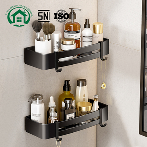 Pano.V Aluminum Waterproof Punch-free Bathroom <b>Shelves</b> Washroom <b>Corner</b> Rack <b>Shelf</b> with Hook Multi-Tier - Product Image 1