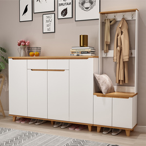 Porte <span class=keywords><strong>d</strong></span>'entrée Armoire à chaussures Nordic Solid Wood Simple Modern Hall Entrée Partition Locker Hanger Coat Cabin - Product Image 2