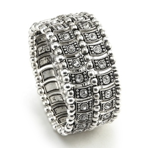 Thời Trang Phụ Nữ Một Hàng Hai Hàng Strand Kim Loại Vòng Đeo Tay Hợp Kim Vuông Inlay Với Rhinestone Tinh Thể Đàn Hồi Vòng Đeo Tay - Product Image 1