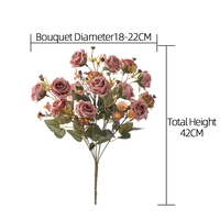 Bouquet de roses en soie réaliste fait main, bouquet de roses perlées pour arche de mariage, centre de table, fleurs artificielles, vente en gros, décoration de mariage