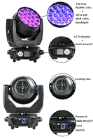 Muxxdj Aura 19X15W RGBW 4IN1 DMX 512 ZOOM LED Moving Head Wash Light pour Éclairage de Scène, Événements et Fêtes