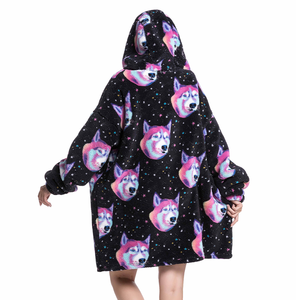 Sudadera lisa de bolsillo de gran tamaño cálida personalizada, manta acogedora con capucha, venta al por mayor, manta con capucha de TV para adultos con manga - Product Image 2