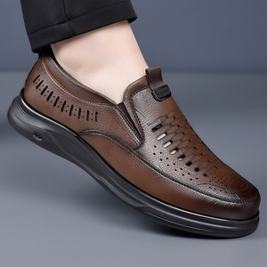 รองเท้าหนังลำลองแบบสวม ระบายอากาศได้ดี พื้นนุ่ม เหมาะสำหรับผู้ใหญ่ สไตล์รองเท้าเดินเล่นสำหรับฤดูร้อน - Product Image 3