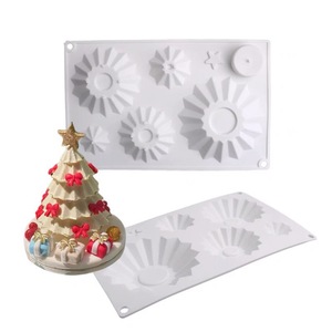 Christmas Tree Cake Mold Silicone 6 Cavity Mousse Chocolate Baking Decoration Mold For Holiday DIY Cake Making - Product Image 1