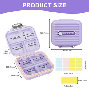 Multi - Compartment Portable <b>Pill</b> Organizer - Clear Travel Vitamin <b>Case</b> with Secure Lids - Product Image 3