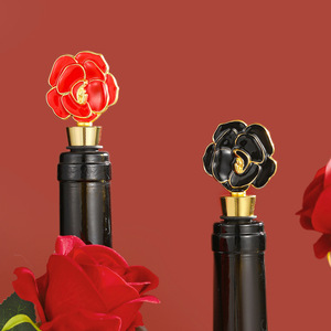 Valentine's Day Rose Wine Stopper Gold Red Pink White Black Metal <b>Sealing</b> Bottle Plug Gift - Product Image 3