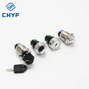 Commutatore rotativo del commutatore a chiave del metallo di 16mm con autobloccante leggero/latching 2 posizione 3 posizione 3V 6V 12V 24V 220V 3A YF-16-11Y chicf