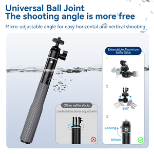 Asta Selfie Impermeabile in Lega di Alluminio Compatibile con Testa a Sfera e Asta in Lega di Alluminio per Fotocamere d'Azione, Asta di Prolunga Panoramica - Product Image 3
