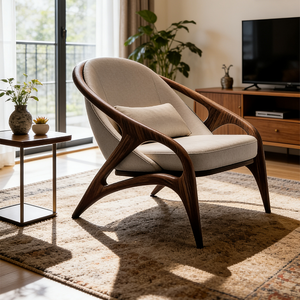 <span class=keywords><strong>Fauteuil</strong></span> d'appoint moderne en bois massif, style scandinave, canapé simple rembourré pour le salon - Product Image 1