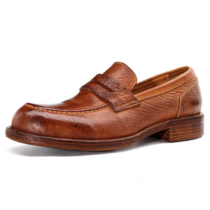 Chaussures habillées en cuir véritable pour hommes, à bout rond, à enfiler, avec semelle extérieure en caoutchouc amortie, pour toutes les saisons, couleur unie, livraison directe - Product Image 4