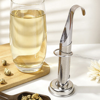 Infuseur à thé en acier inoxydable avec support, filtre à thé en vrac à mailles fines à accrocher au rebord de la tasse, passoire pour tasse et théière, accessoires à thé