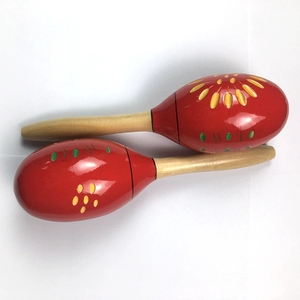 Maracas de madera pintadas a mano con flor roja, forma de huevo, agitador de arena, instrumento de percusión Orff para actuaciones, venta al por mayor - Product Image 4