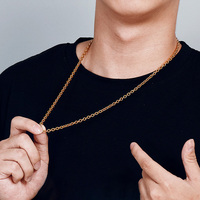 Cadena de Eslabones de Acero Inoxidable, Joyería de Moda para Hombre y Mujer, Regalo, Resistente al Deslustre, Impermeable, en Tono Plata, Oro y Negro, Collar Rolo