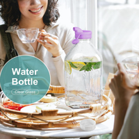 Fournisseur direct d'usine, carafe à boisson en verre réutilisable écologique de 1900 ml (demi-gallon) avec bec verseur et couvercle pour les boissons aux fruits maison