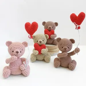 Crochet Stuffed Animal Bear Amigurumi Valentine's Bear With Heart