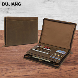 Dujiang Crazy Horse Leather <b>Tablet</b> <b>Bag</b> 33x4x25cm Genuine Leather Business Case For iPad Storage Folder - Product Image 2