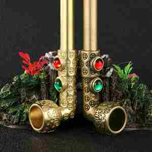 ลดกระหน่ำท่อทองเหลืองหลายสไตล์โบราณของสะสมงานฝีมือโลหะรีไซเคิลได้ของตกแต่งวันหยุดของพระพุทธศาสนาท่อทองเหลืองของขวัญแบบย้อนยุค - Product Image 4