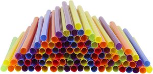 Pailles en plastique jetables personnalisées en gros, pailles jumbo, pailles colorées pour thé au lait, pour supermarchés et magasins de boissons - Product Image 2