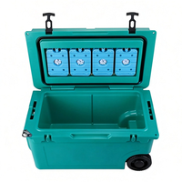 Glacière isotherme portable rotomoulée en PE personnalisée 55QT, rétention de glace 10 jours, moderne, pour activités de plein air et pêche, réutilisable