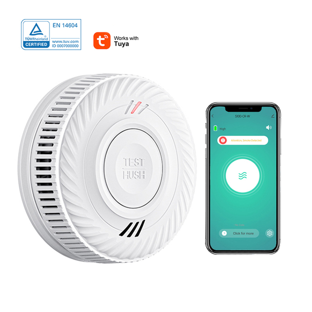 Home Tuya Smart App Control Smart Smoke Detector CE EN14604 Approved Wifi Photoelectric Smoke Alarm