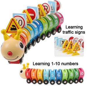 Set Trenino in Legno con Puzzle, Giocattolo Educativo Montessori per Bambini con Numeri, Colori e Segnali Stradali - Product Image 4