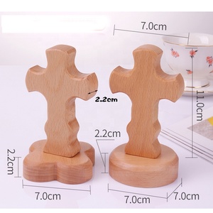 가정 장식기도를위한 자기 서있는 교회 종교 수제 작은 십자가 나무 십자가 - Product Image 4