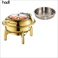 Luxuriöser Goldener Quadratischer Gehämmerter Edelstahl 6L Chafing Dish Buffet-Wärmer für Hotel- und Restaurantküchen