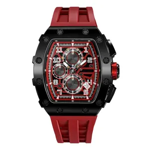 Großhandel männliche Quarz Luxus Chronograph Armbanduhren mit leuchtenden Reloj Personal izado Silikon Uhren armband Black Man Uhren