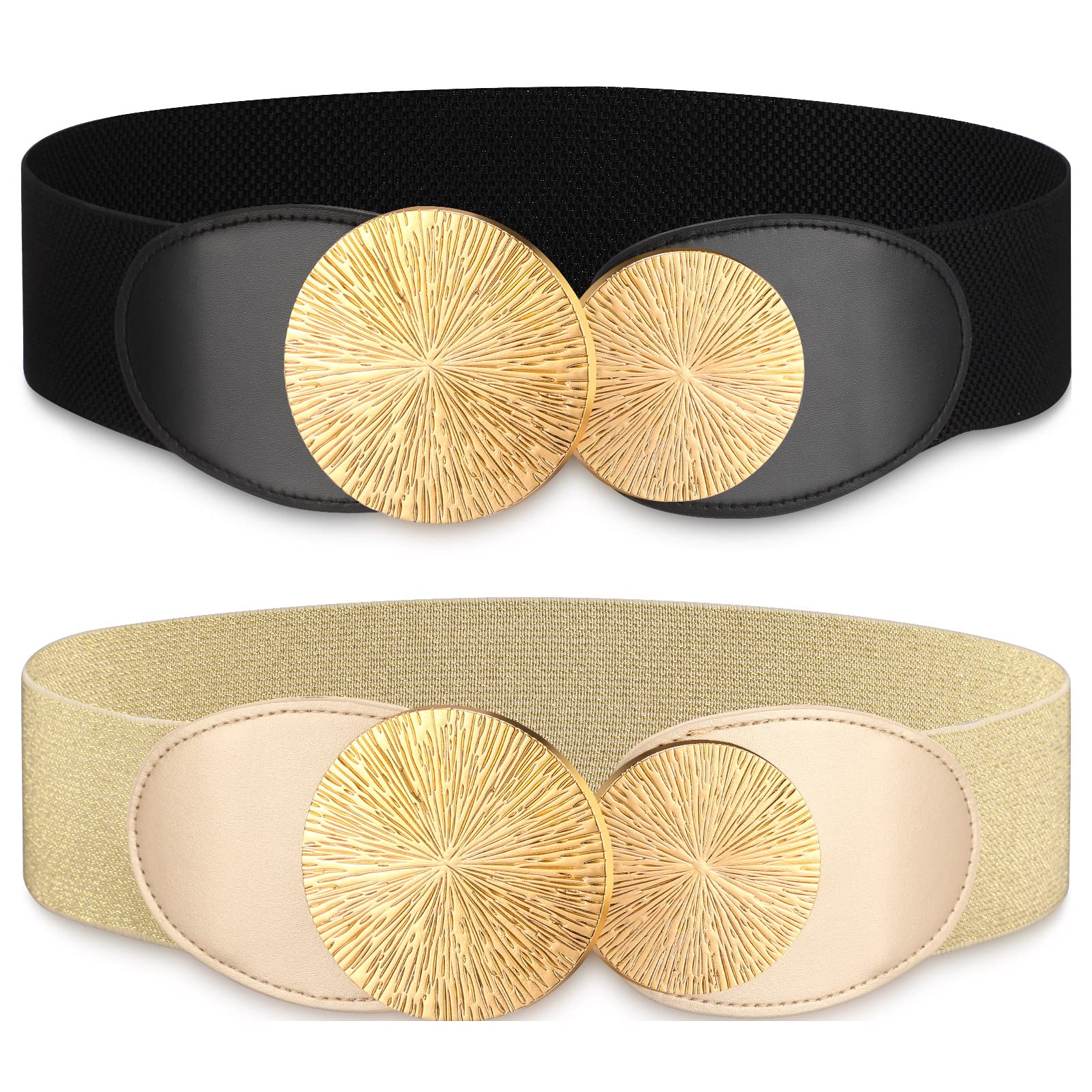 thumbnail image 2 of Women Bling Gold Color Wide Elastic Cinch Band Fashion Belt Hip High Waist M L 2 of 14