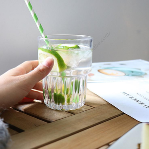 Vasos de Agua Apilables con Patrón Vertical SQ119, Vaso de Vidrio Transparente Simple para Té, Venta al Por Mayor - Product Image 5