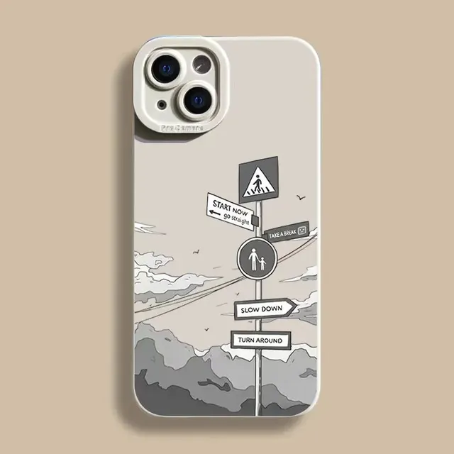 Case for iPhone 14 Simple Oil Painting Road Sign Silicone Cases 15 13 12 11 Pro Max X XR XS 78 15 Plus SE2 Shockproof Soft Cover 16