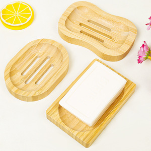 <b>Bamboo</b> <b>Soap</b> <b>Dish</b> Rectangular Oval Bow Shape With Drainage For Bathroom Home Hotel Use - Product Image 1