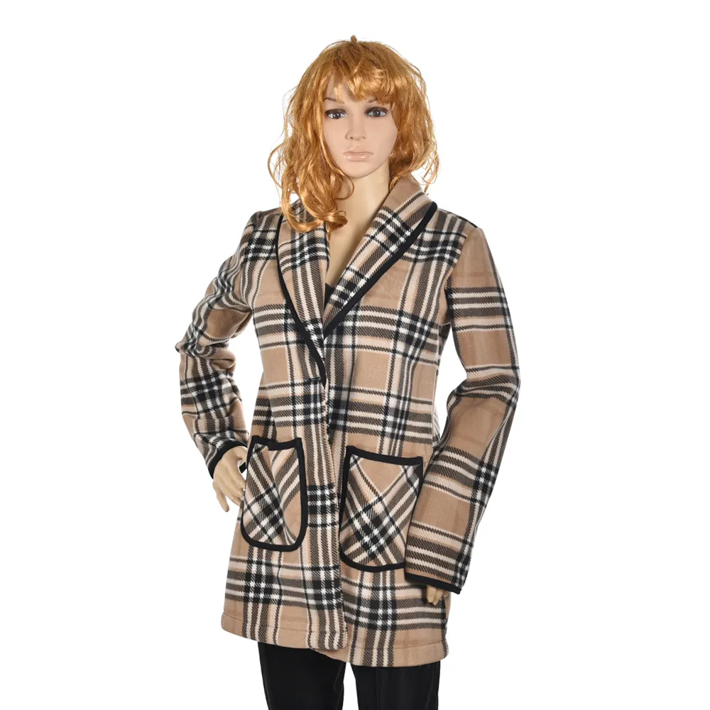 New Long Coat Lady Trendy Fleece Plaid Trench Coat Jacket Fall Winter Clothing Women's Coats