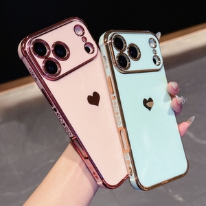 เคสโครเมียมกันกระแทก4มุมสำหรับ iPhone 11/12 Pro/13/14/15/16/17 Air/17 PROMAX <span class=keywords><strong>Heart</strong></span> Design - Product Image 2