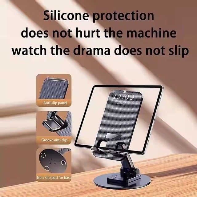 Portable Alloy Metal Support Table 360 Rotating Aluminum Mobile Phone Holder Portable and Flexible for Desk or Bed Use