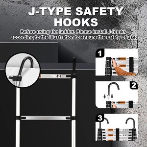 15.5피트 알루미늄 합금 휴대용 신축 사다리 (미끄럼 방지 발판, 고리 포함) - RV 및 야외 작업용 최대 150kg 적재 - Product Image 3